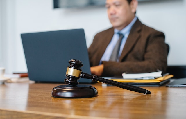 lawyer sitting at desk